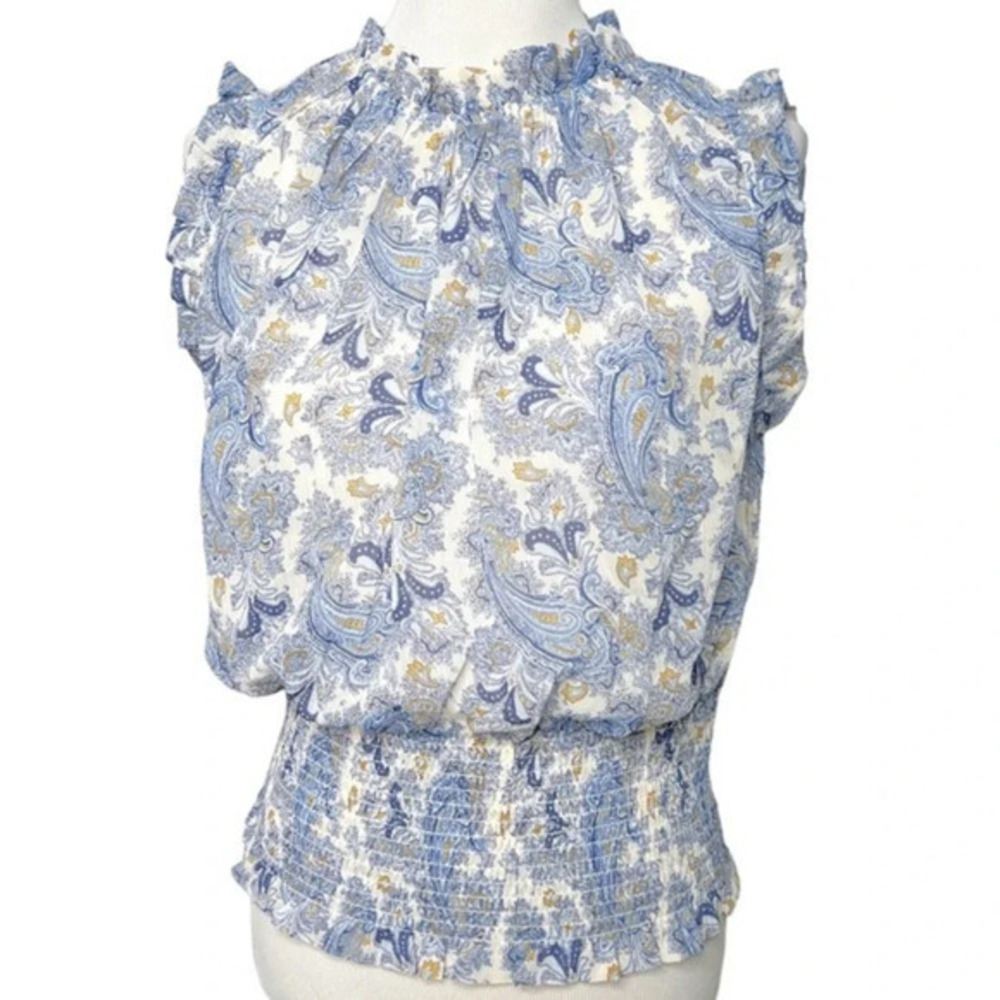 Maison‎ D'Amelie Paisley Sleeveless Ruffle Blouse Top Size Large